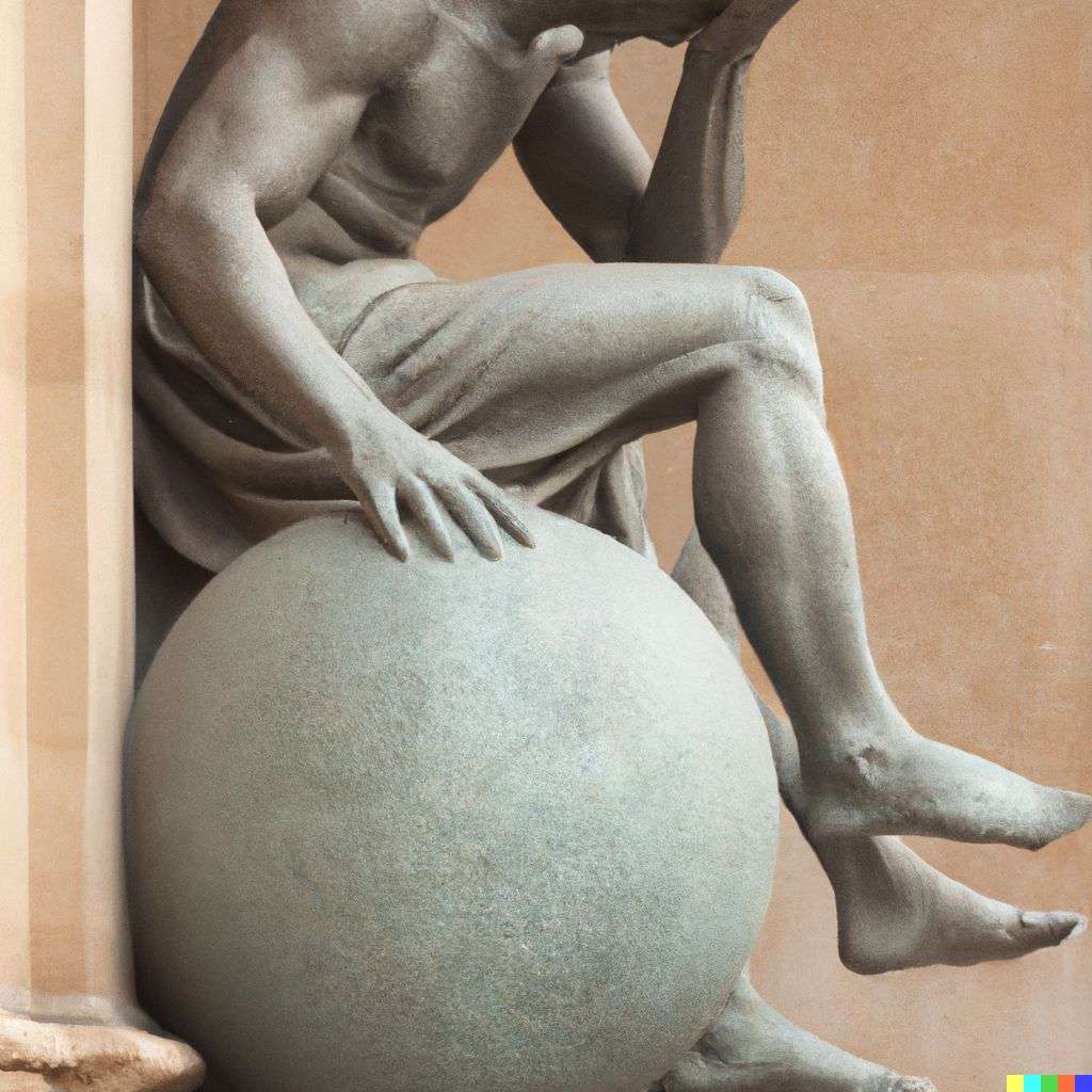 the discovery of gravity, marble sculpture